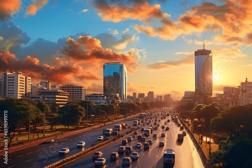 Sunset Spectacle: Nairobi's Vibrant City Skyline Ignited in the Evening Glow