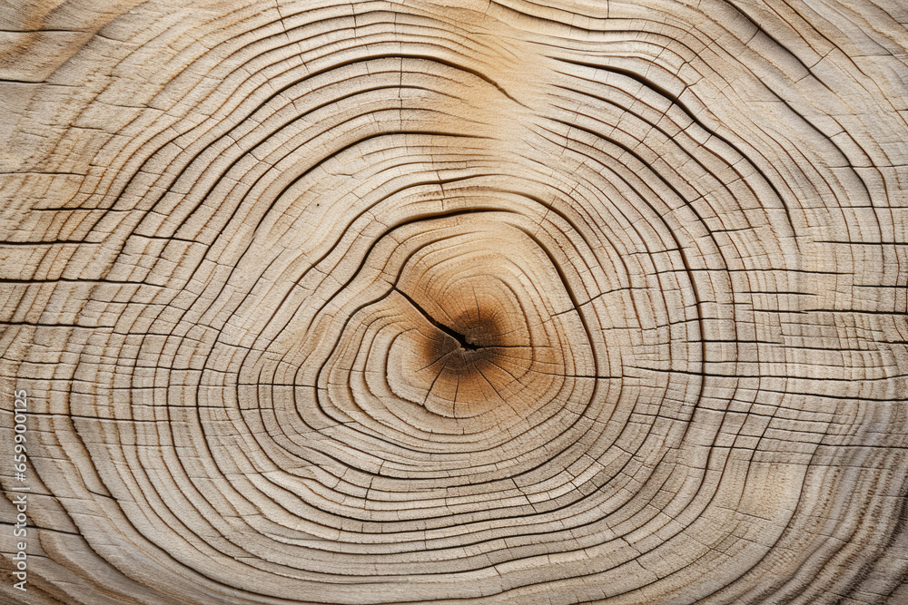 Fototapeta premium Revealing the captivating intricacies of nature's organic textures: A high-resolution, top-down macro close-up view of fir wood, showcasing its fine-grained patterns and enchanting aesthetics.