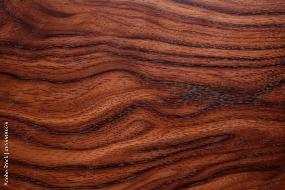 Fototapeta premium Exploring the Exquisite Wood Grain of Brazilian Walnut: A Close-Up Journey into the Organic Patterns and Timeless Elegance of this Luxurious and Sustainable Hardwood.