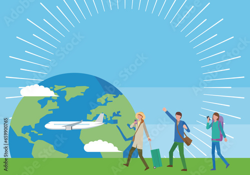 海外旅行フレームイラスト