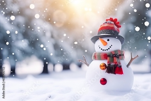 Whimsical Christmas background featuring a charming snowman © Francesco