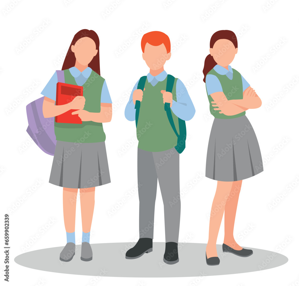 vector illustration of students in different postures vector illustration of students in different postures