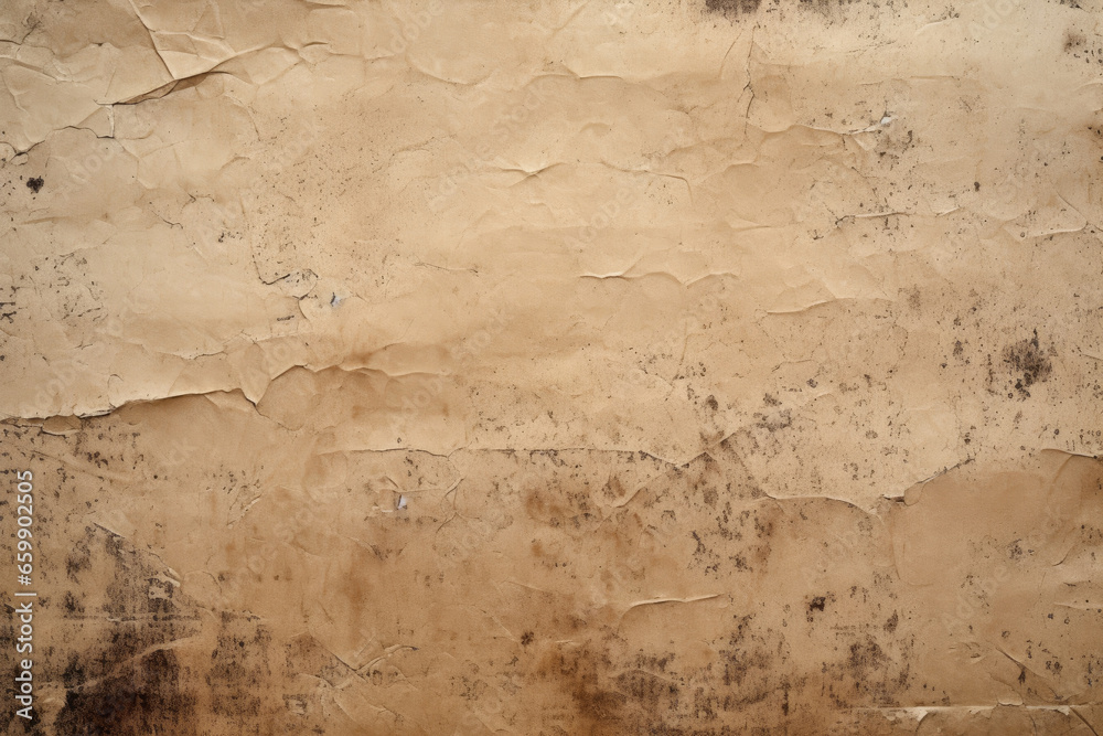 The Intricate Details of a Weathered and Torn Piece of Paper: A Captivating Close-Up Unveiling the Vintage, Aged, and Yellowed Texture of a Decayed Relic with Cracks, Grunge, and Peeling Edges.