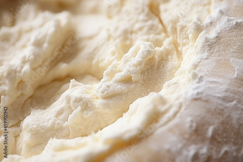 Capturing the mesmerizing transformation of rising bread dough, this close-up magnified view showcases the yeast activity and texture evolution during fermentation.