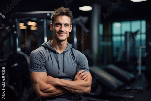 Young sporty man in the gym