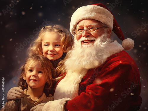 Santa Cauls with children on christmas
