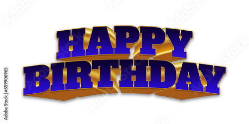 Canvas Print 3D Blue and Gold Happy Birthday Lettering