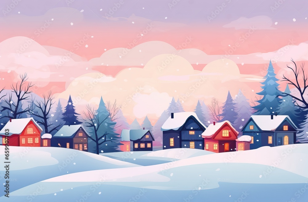 Cozy Winter Village Illustrations