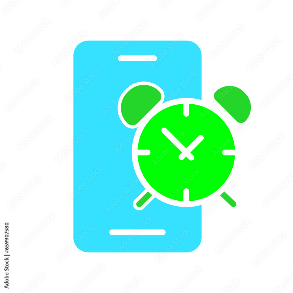 Smartphone with alarm clock line icon. Gadget, phone, applications, Internet, technology, communication. Vector color icon on a white background for business and advertising. Smartphone with alarm clock line icon. Gadget, phone, applications, Internet, technology, communication. Vector color icon on a white background for business and advertising.