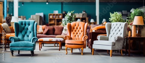 Contemporary chairs for sale in a secondhand furniture store trendy living room pieces in showroom