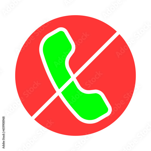 Telephone handset crossed out line icon. Call, conversation, negotiations, tariff, communication, connection. Vector color icon on a white background for business and advertising.
