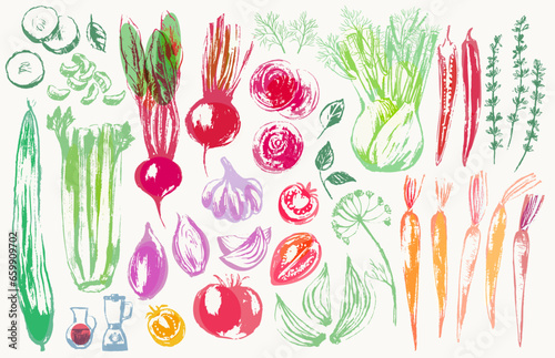 Hand drawn sketch of vegetables