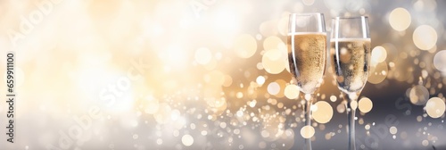 A glass of champagne on a blurred background photo