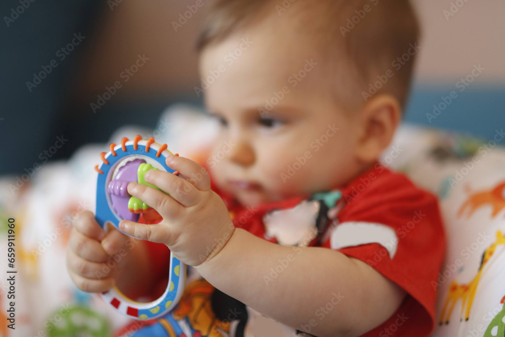Joyful Baby's Playtime with a Rattle Toy Joyful Baby's Playtime with a Rattle Toy