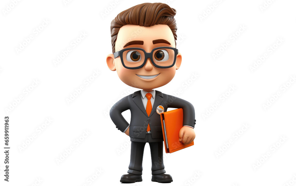 Playful Marketing Manager in 3D Illustration on isolated background
