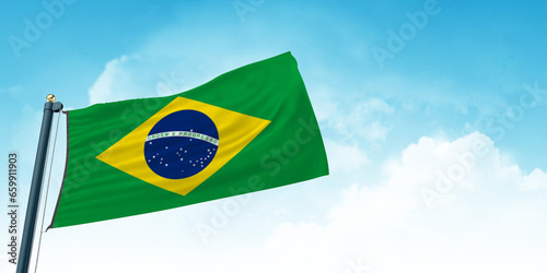 brazil country flag painted on plank background