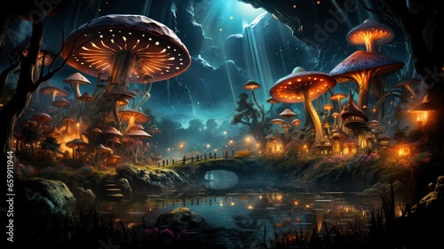 Beautiful fairy world landscape. fantasy background for journals, prints, background and backdrops. © Juan