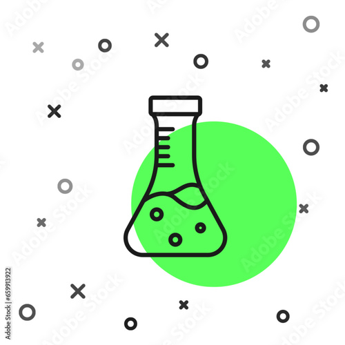 Black line Test tube and flask chemical laboratory test icon isolated on white background. Laboratory glassware sign. Vector