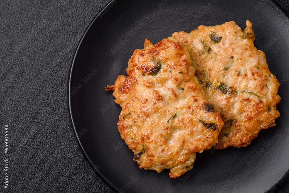 Delicious fried chicken chop or pork meat fried breaded with salt, spices and herbs Delicious fried chicken chop or pork meat fried breaded with salt, spices and herbs