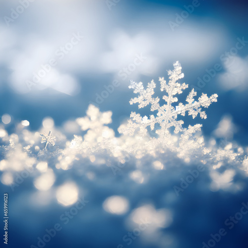 Image of snowflakes among the snow falling from the sky