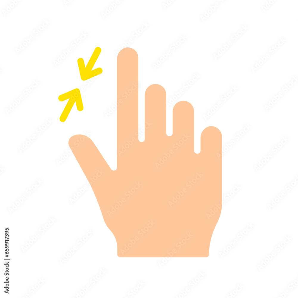 Hand reduces image line icon. Controls, touchpad, tablet, phone, sensor, touchscreen, gadgets. Vector color icon on a white background for business and advertising. Hand reduces image line icon. Controls, touchpad, tablet, phone, sensor, touchscreen, gadgets. Vector color icon on a white background for business and advertising.