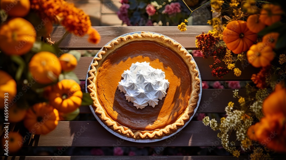 Delicious pumpkin pie. Thanksgiving day