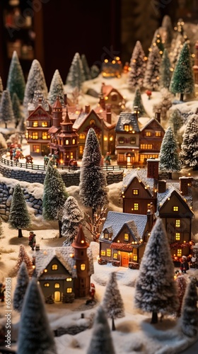 Christmas village toy. AI Generated.