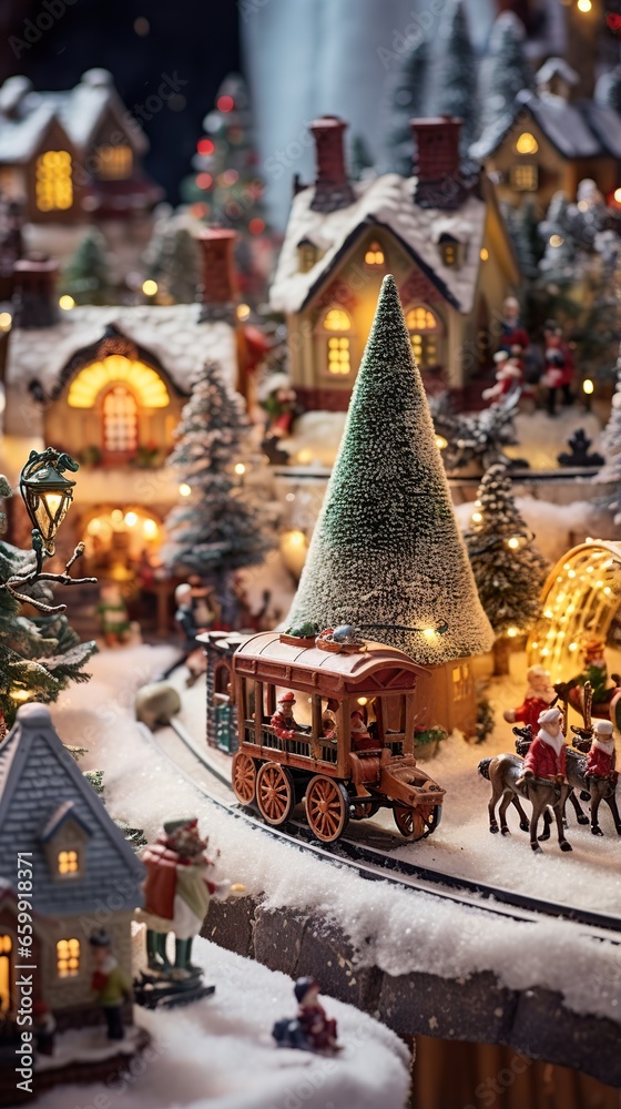 Christmas village toy. AI Generated.