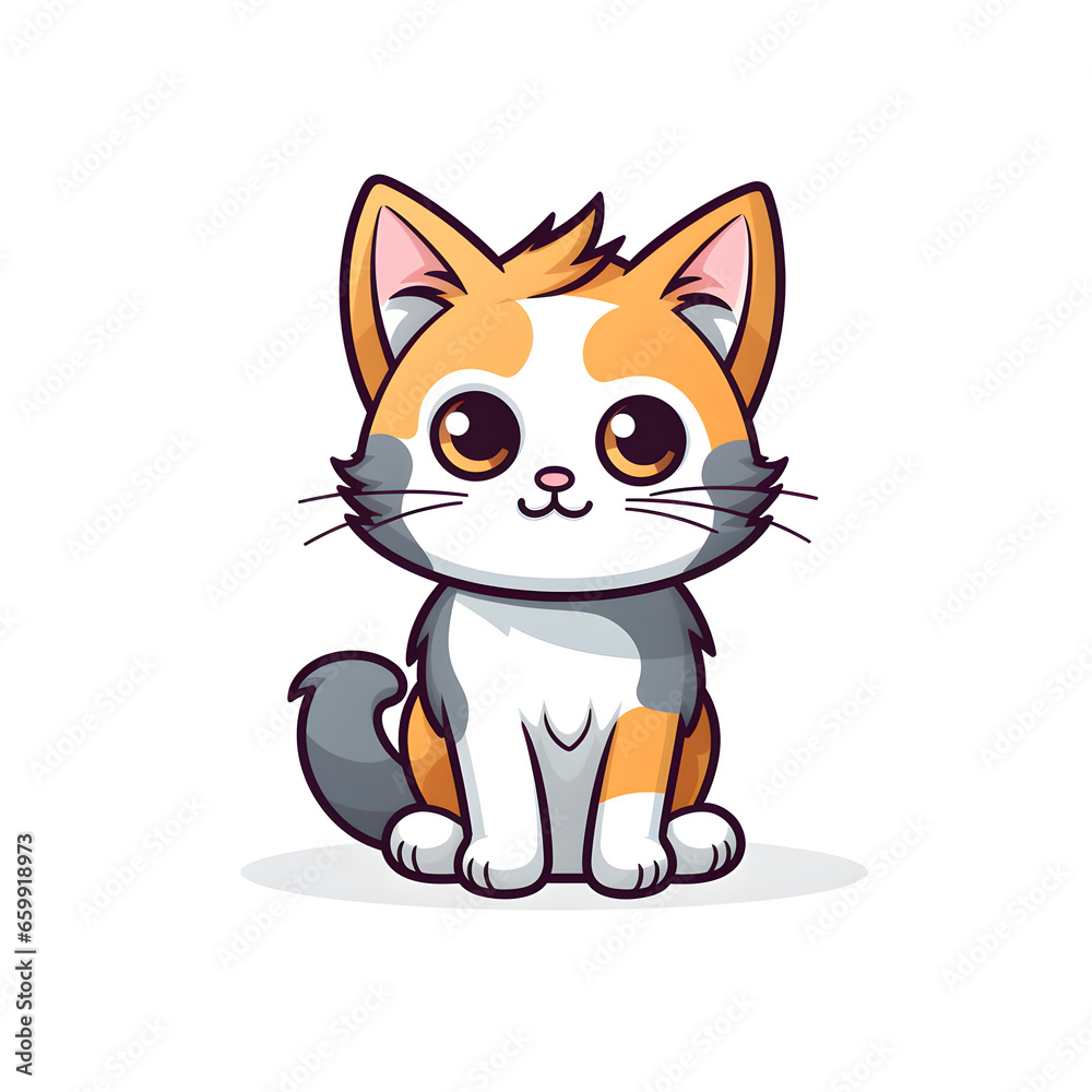 Cat - cartoon icon - illustration - white background Cat - cartoon icon - illustration - white background