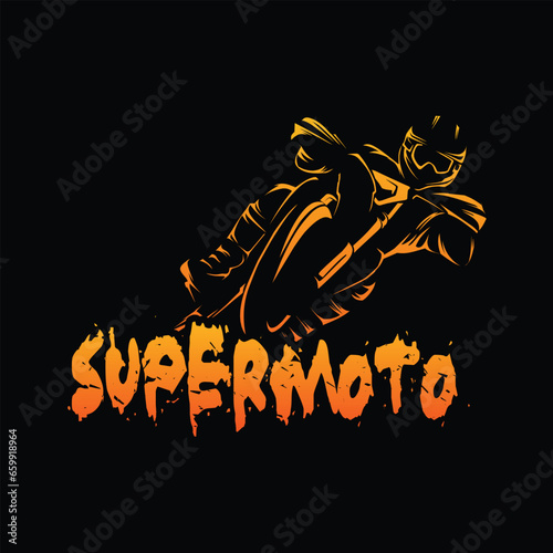Ilustration vector graphic of supermoto logo, perfect for  motocycle logo