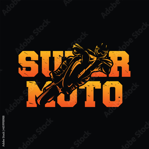 Ilustration vector graphic of supermoto logo, perfect for  motocycle logo