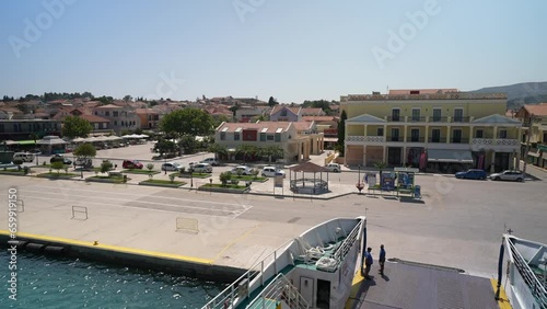 View of Lixouri from ferry leaving the harbour, Lixouri, Kefalonia (Cephalonia), Ionian Islands, Greek Islands photo