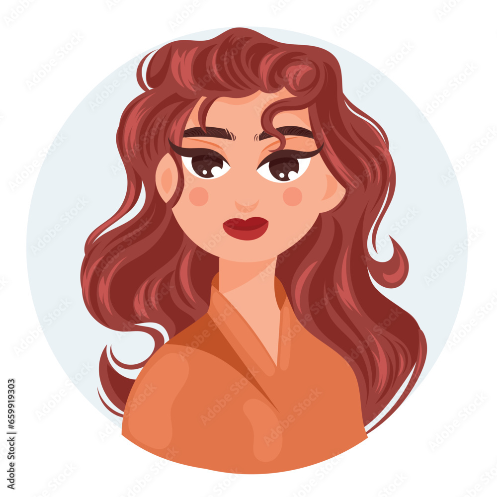 Girl asian girl smile cute model for avatar and picture profile. Red hair and orange shirt for cover books social media marketing ads Girl asian girl smile cute model for avatar and picture profile. Red hair and orange shirt for cover books social media marketing ads