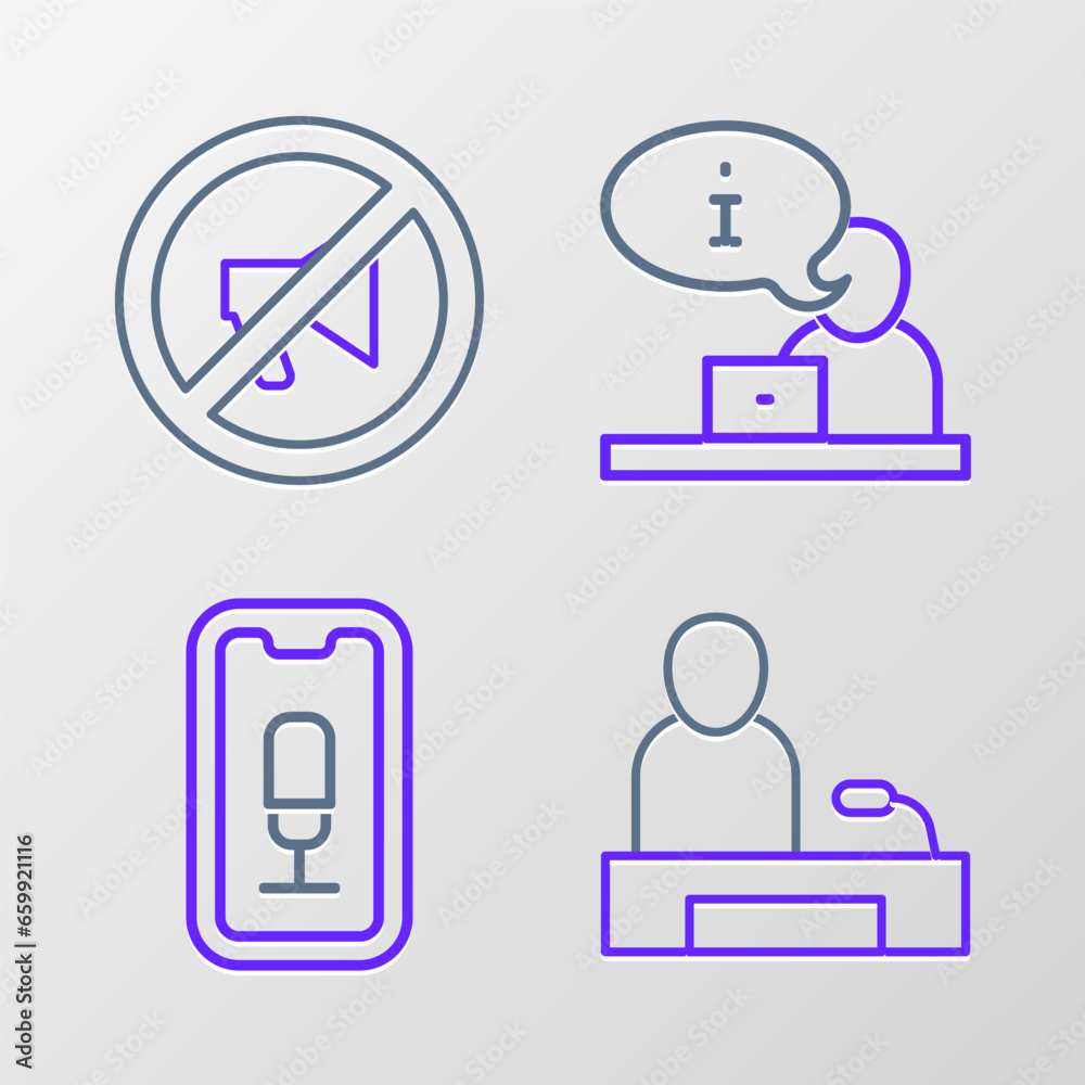 Set line Television report, Mobile recording, and Censored stamp icon. Vector Set line Television report, Mobile recording, and Censored stamp icon. Vector