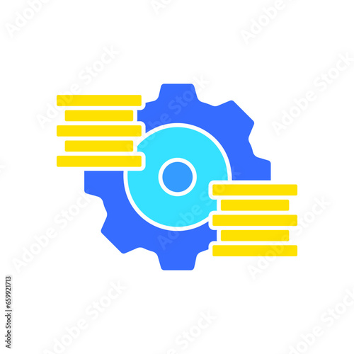 Gear with context menu line icon. Settings, options, adjustment, calibration, functionality, repair. Vector color icon on white background for business and advertising.