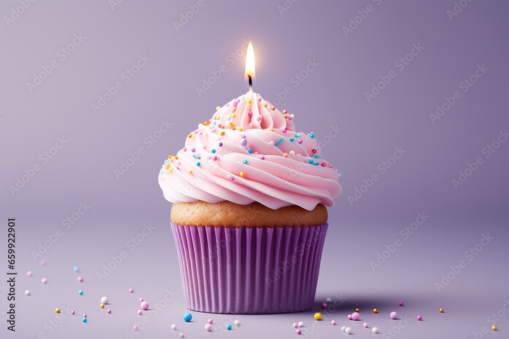 An uncomplicated, vivid cupcake with a minimal background for a holiday An uncomplicated, vivid cupcake with a minimal background for a holiday