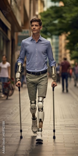 A man with a modern prosthetic leg photo