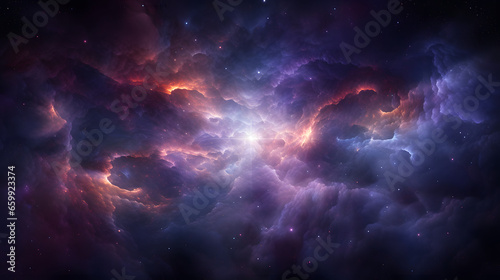 Background of space with galaxies and nebula clouds in the univers full of stars