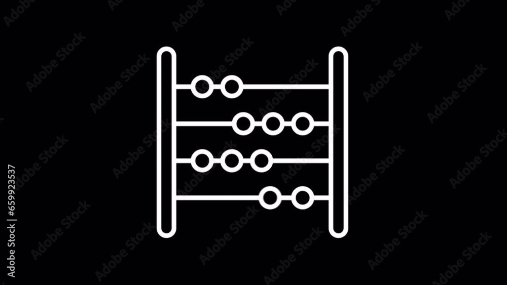 Abacus icon. WHITE line icon animation on transparent background. Abacus icon. WHITE line icon animation on transparent background.