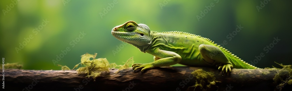 A vibrant banner showcasing a remarkable chameleon in brilliant hues. A vibrant banner showcasing a remarkable chameleon in brilliant hues.