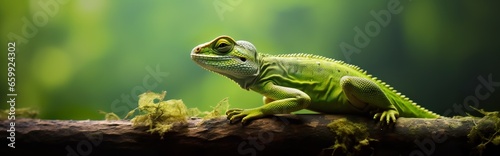 A vibrant banner showcasing a remarkable chameleon in brilliant hues.