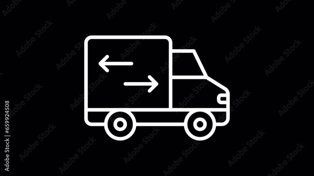 Transportation vehicle. WHITE line icon animation on transparent background. Transportation vehicle. WHITE line icon animation on transparent background.
