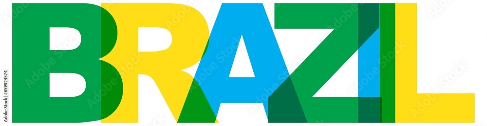 Brazil country, phrase overlap color no transparency. Brazil country, phrase overlap color no transparency.