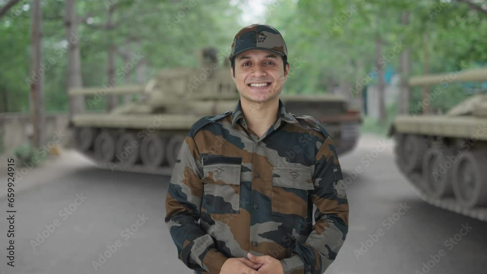 Happy Indian army man smiling