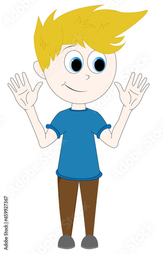 boy with showing his ten fingers