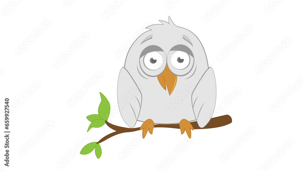 Fototapeta premium cartoon owl on a branch