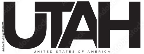 Utah, USA typography slogan design. America logo with graphic city lettering for print and web. photo