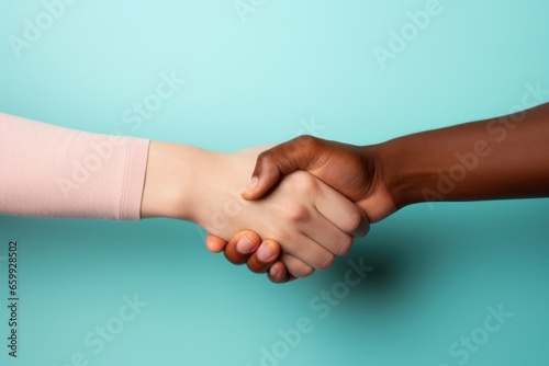 An intimate view of a handshake shared by two corporate collaborators