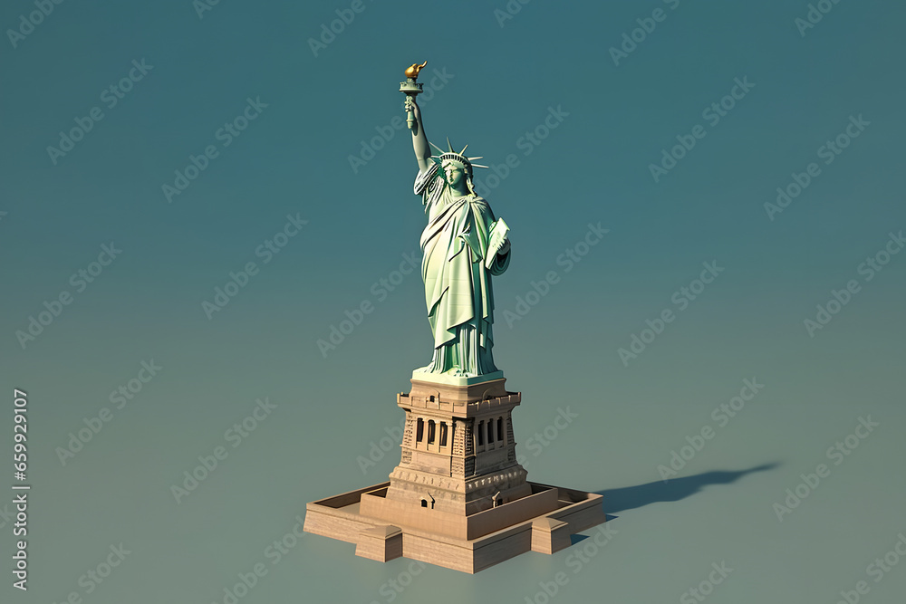 Obraz premium Statue of Liberty 3d rendering isometric style