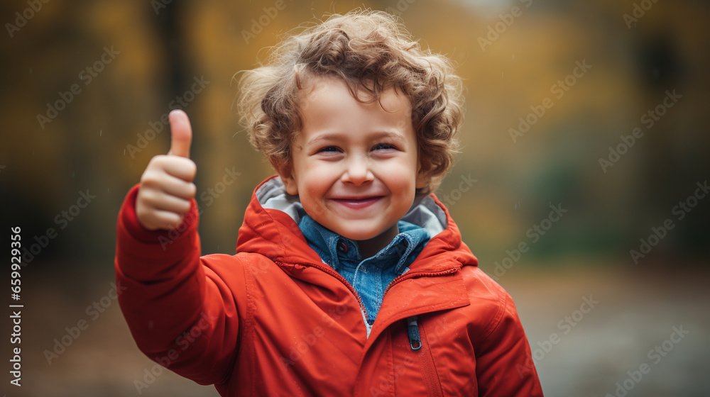 Happy kid thumbs up. ai generative Happy kid thumbs up. ai generative